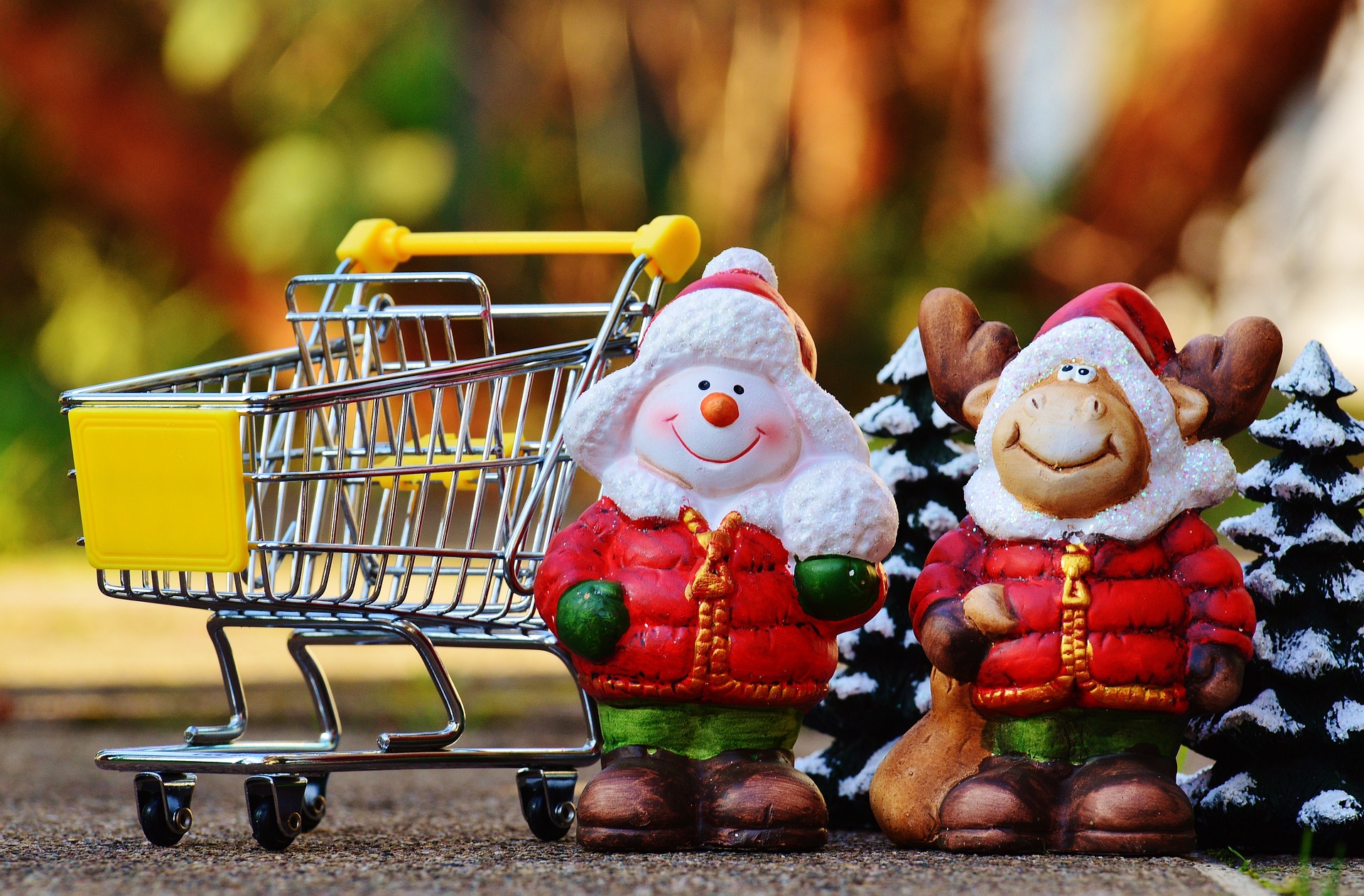 ショッピングカートと冬の人形